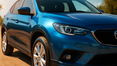 LMAGEM DE UM CARRO AZUL AO SOL